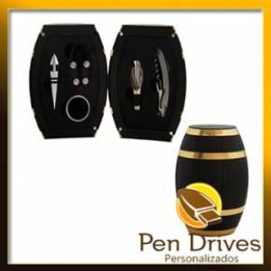 Pen drive personalizado, pen card personalizado, brindes para informática - Barril Kit Vinho